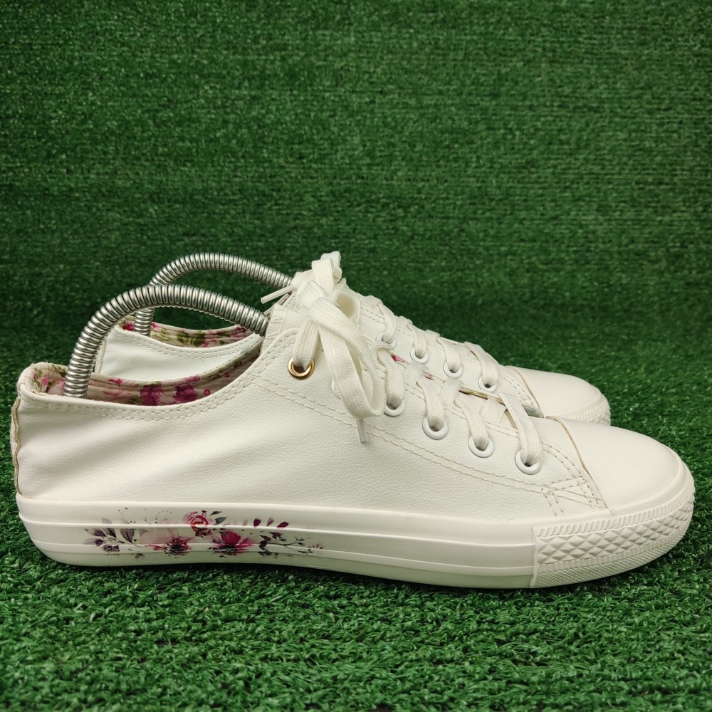 Baker Sneakers Womens 7 White Baker 2W20 7 Low Top Floral Print Faux Leather